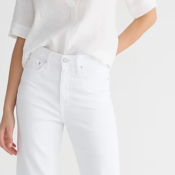 J. Crew Slim High Rise Wide Leg Raw Hem Jeans White Size 29 NWT - Picture 2 of 8